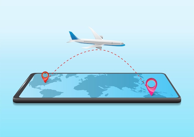 Geschäftsreisekonzept mit Flugreise auf dem Handy