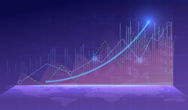 Geschäftsstatistik mit Balkendiagramm und Kerzendiagramm