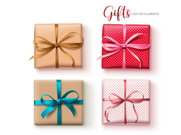 Geschenk-geschenk-vektor-set geschenke-element für weihnachten, geburtstag und jubiläumsfeier