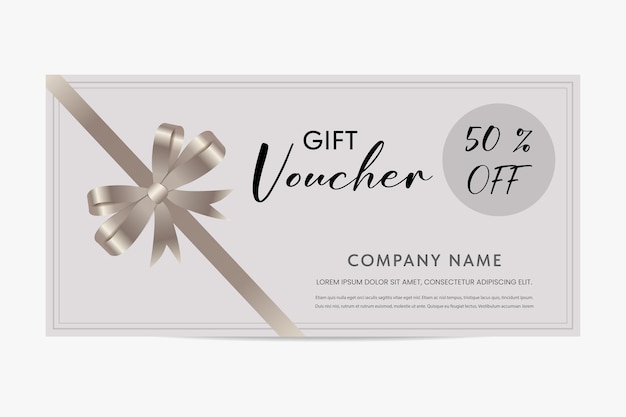 Geschenk-Gutschein Gutschein-Vorlage mit Silberbogen Promo-Gutschrift