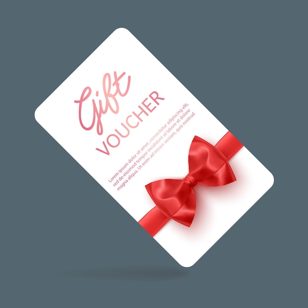 Geschenk-Gutschein mit roter Bänderbogen für Feiertage