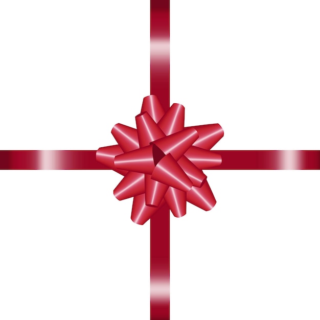 Vektor geschenk- oder geschenkbox draufsicht rote fliege mit schleife auf weißem hintergrund vektorbild