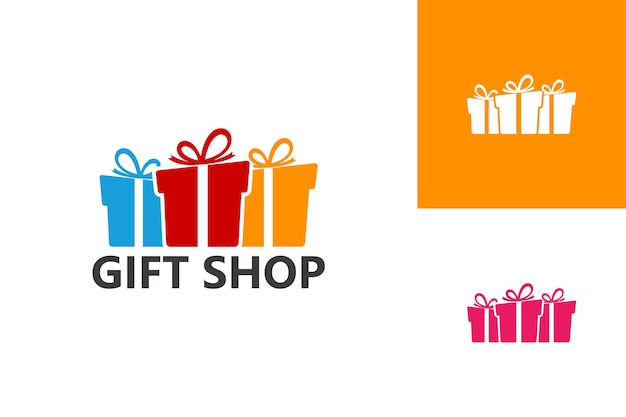 Geschenk shop logo template design vektor, emblem, designkonzept, kreatives symbol, icon