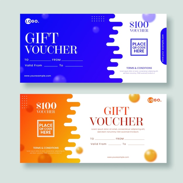 Geschenkgutschein oder coupon-zertifikat-banner-design in zwei farben o