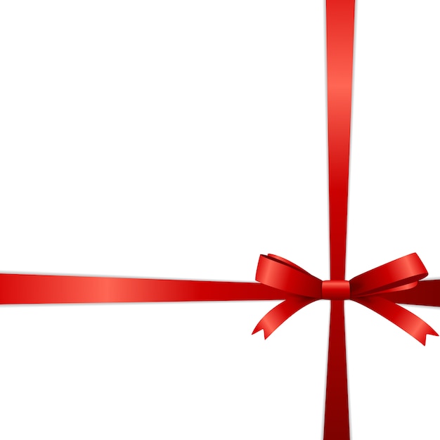 Geschenkkarte mit rotem Band und Bogen. Vektor-illustration