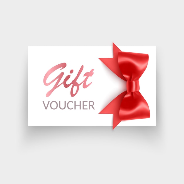 Geschenkkarte mit roter Schleife und Bändern Vektorillustration