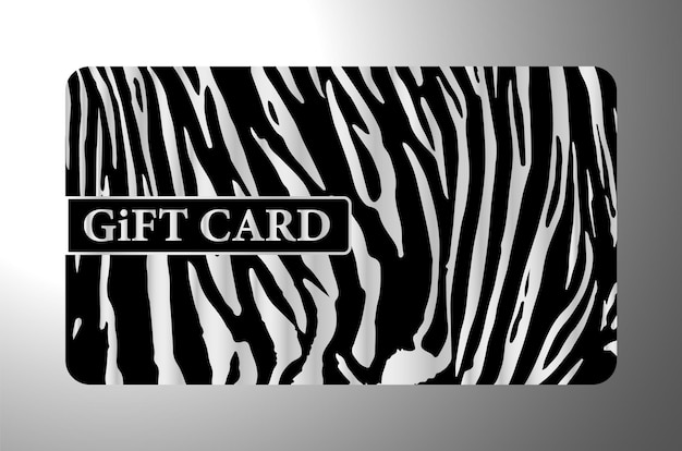 Geschenkkarte mit silbernem Tigerdruck auf schwarzem Hintergrund Königliche Vorlage für luxuriöses Design