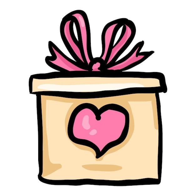 Vektor geschenkkiste für den valentinstag doodle icon