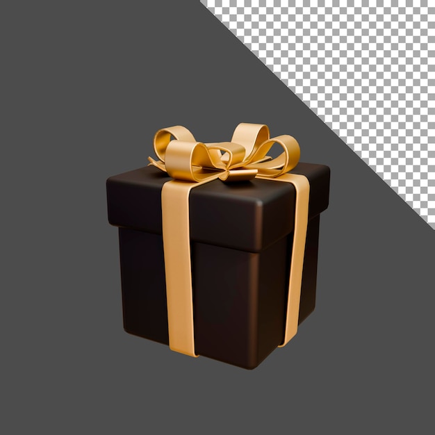 Geschenkkiste mit Band und Bogen 3D-Render-Illustration Glückwunsch oder Bonus-Konzept
