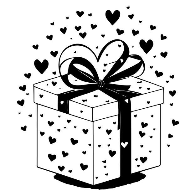 Vektor geschenkkiste valentinstag liebe schwarze farbe logo symbol perfekt schwarz