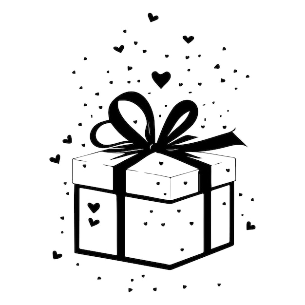 Geschenkkiste valentinstag liebe zeichnung schwarze farbe logo symbol perfekt