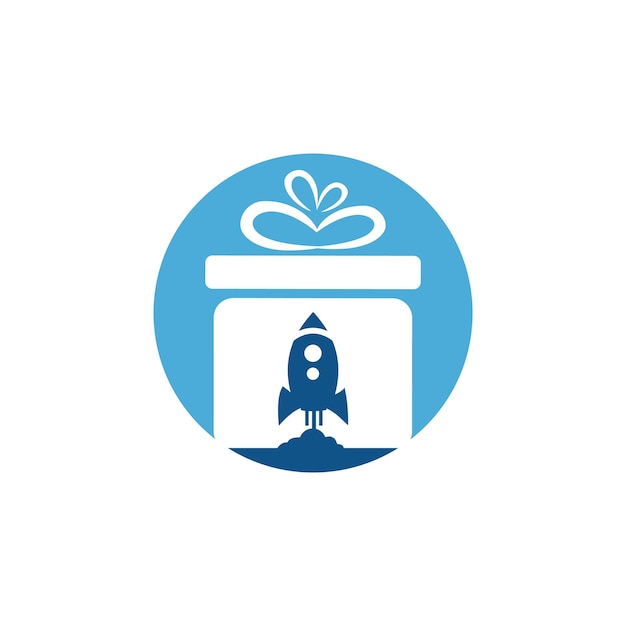 Geschenkpaket mit Rocket Speed Vector-Logo-Design