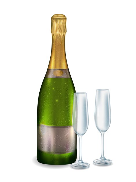 Geschlossene flasche weißen champagners