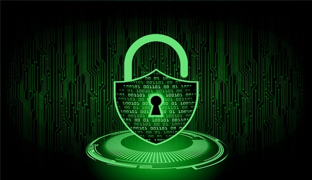 Geschlossenes Vorhängeschloss auf digitalem Hintergrund, Cybersicherheit