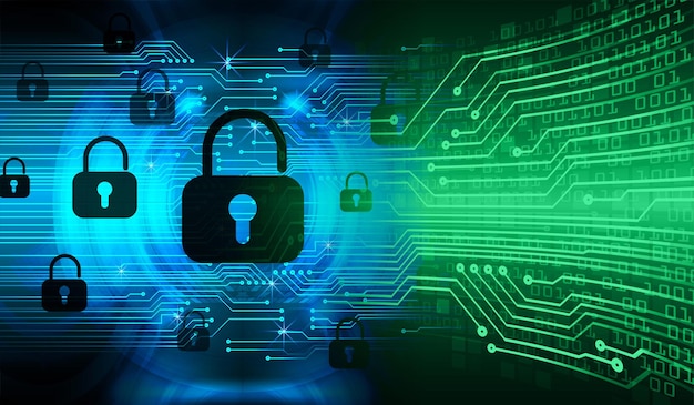 Geschlossenes Vorhängeschloß auf digitalem Hintergrund, Internetsicherheit