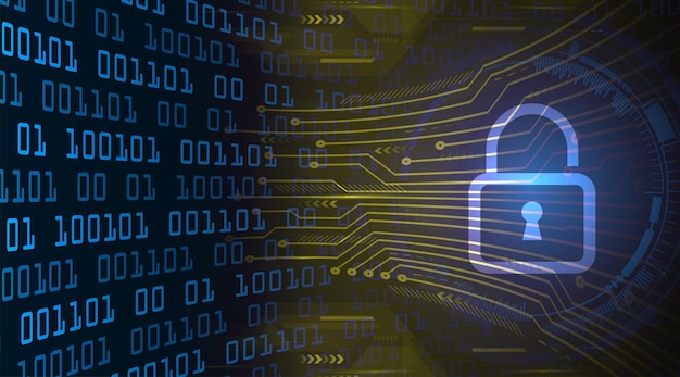 Geschlossenes Vorhängeschloß auf digitalem Hintergrund, Internetsicherheit