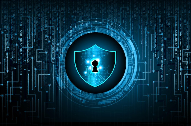 Geschlossenes Vorhängeschloss für Cybersicherheit im digitalen Hintergrund