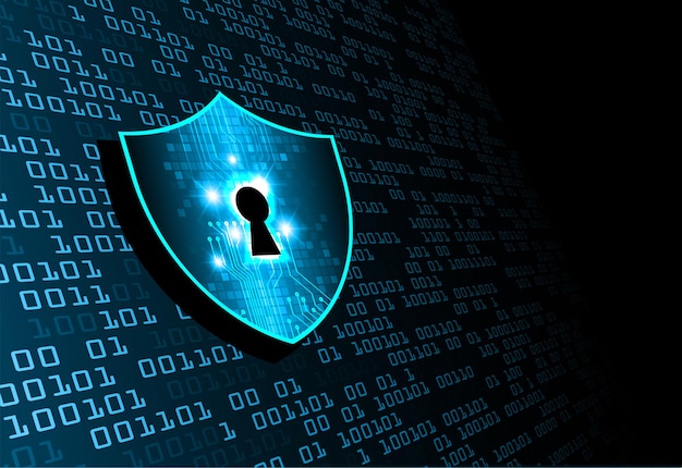 Geschlossenes Vorhängeschloss für Cybersicherheit im digitalen Hintergrund