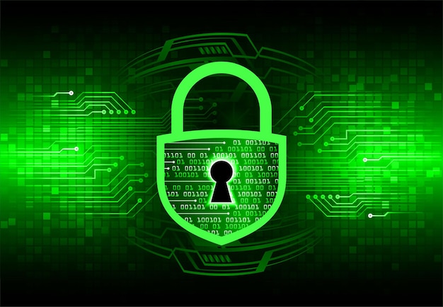 Geschlossenes Vorhängeschloss für Cybersicherheit im digitalen Hintergrund