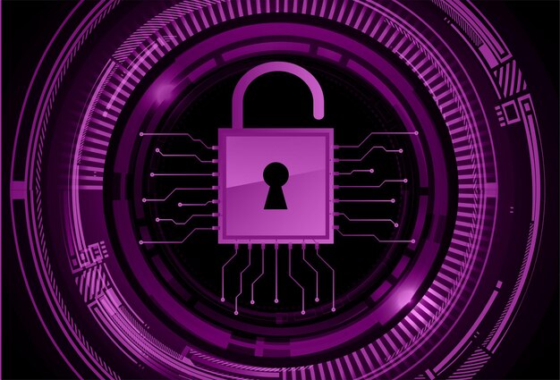 Geschlossenes Vorhängeschloss für Cybersicherheit im digitalen Hintergrund