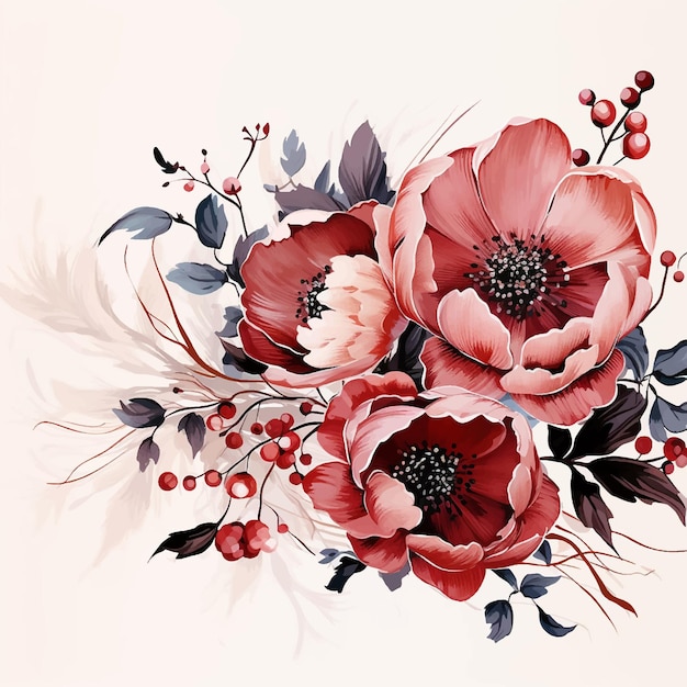 Vektor geschmückte einladung malerei rose ornament druck aquarell romantische grafik elegante tapete blütenblatt