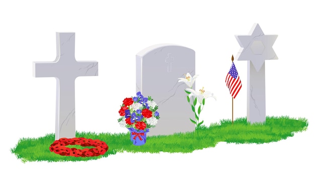 Geschmückte Gräber am Memorial Day