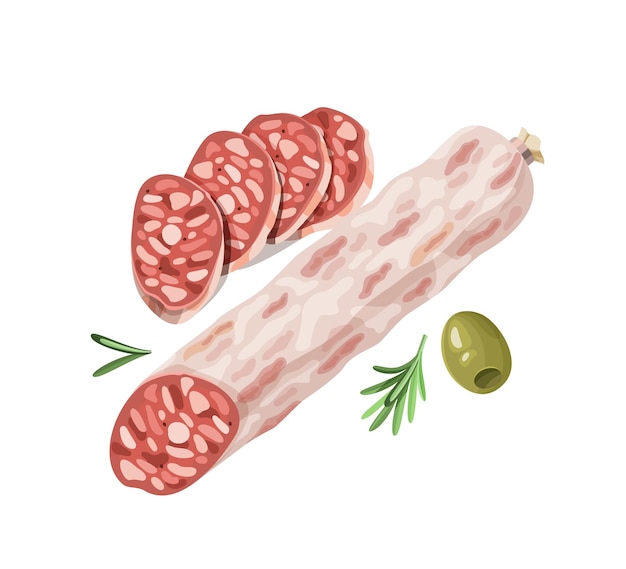 Geschnittene Salami mit weißer Hülle