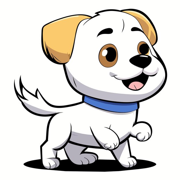 Vektor geschnittener hund handgezeichnetes cartoon-aufkleber-symbol-konzept isolierte illustration