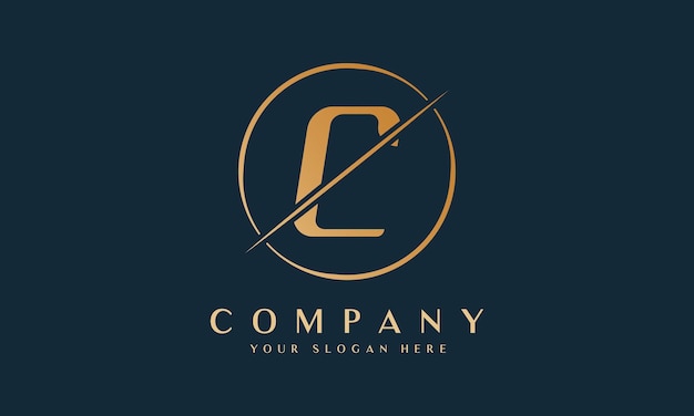 Geschnittenes Buchstabe-C-Logo mit Kreisform Buchstabe-C-Luxus-Logo-Vorlage in Goldfarbe Schönes Logotyp-Design für das Branding von Luxusunternehmen