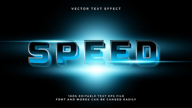 Geschwindigkeit bearbeitbare 3d-texteffektvorlage blaues glühen. vektor-illustration