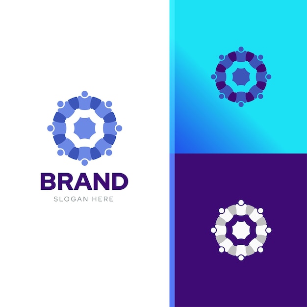 Gesellschaft kreatives logo design foundation teamwork coworking idee vorlagenvektor