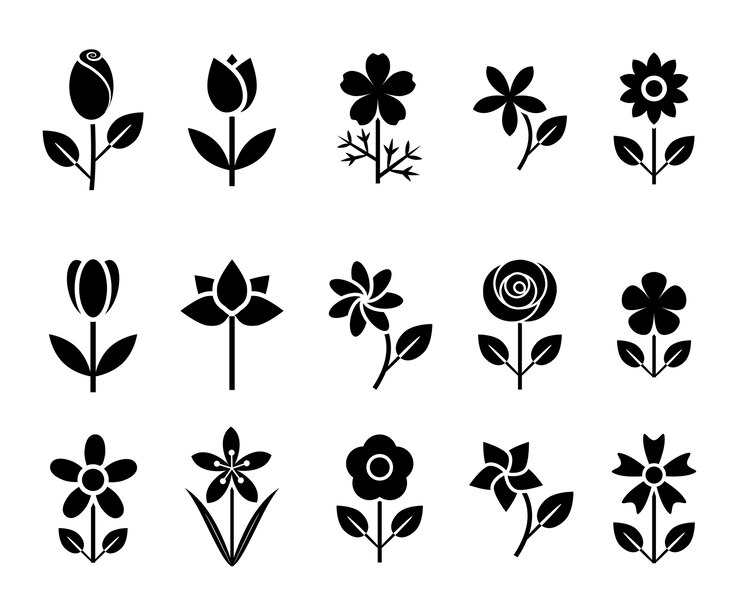 Vektor gesetzte vektorillustration der blumenikone