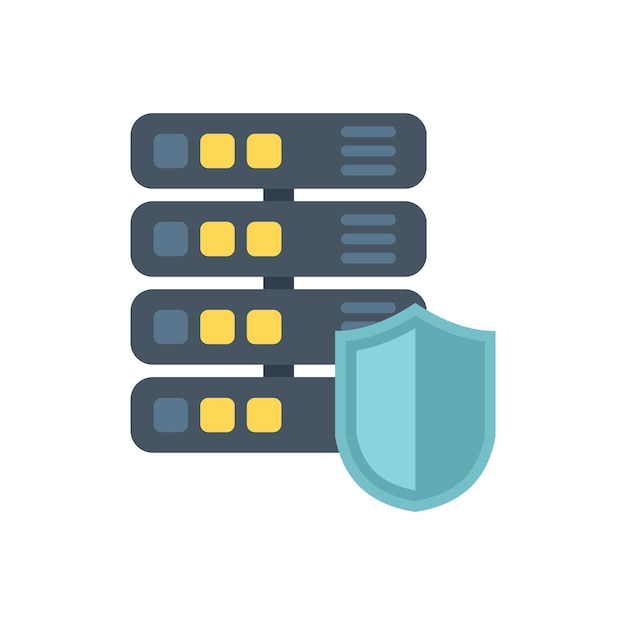 Gesicherter Server-Symbol flacher Vektor Plattformsystem Kontostrategie isoliert