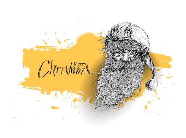 Gesicht des weihnachtscharakter-weihnachtsmann-designs. frohe weihnachten-text - vektor-illustration