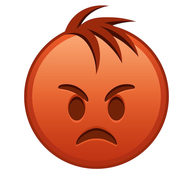 Gesicht mit schmutzigen Lippen, große Größe des roten Emojis, Lächeln mit Haaren