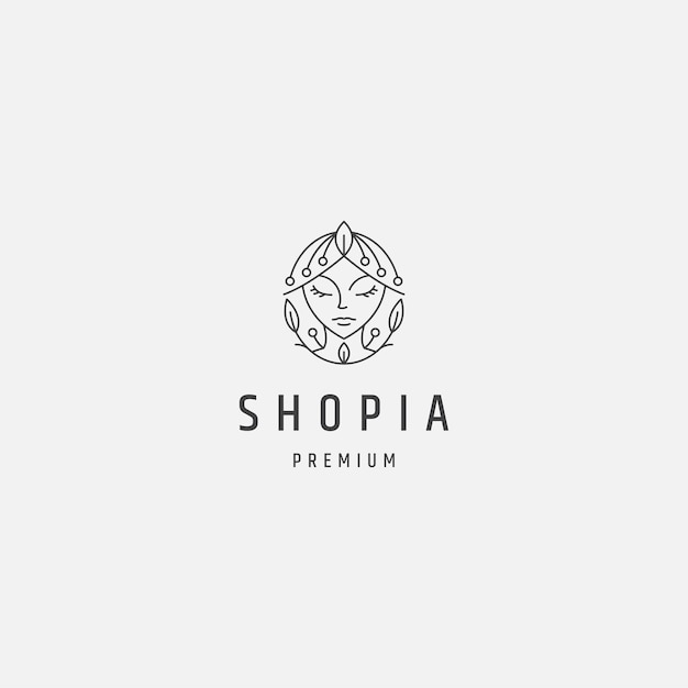 Gesicht shopia-linienlogo mit natur-premium-logo-vorlage