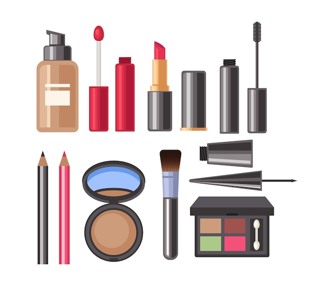 Gesichts Make-up Kosmetik isoliert Set