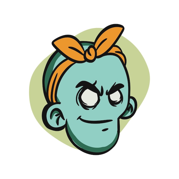 Gesichts-zombie-cartoon-illustration für logo-emoticon-esport-maskottchen-vektor für t-shirt- und aufkleber-design