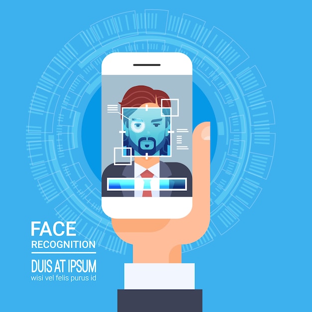 Gesichtserkennungs-technologie smart phone scanning eye retina biometrisches identifikationssystem