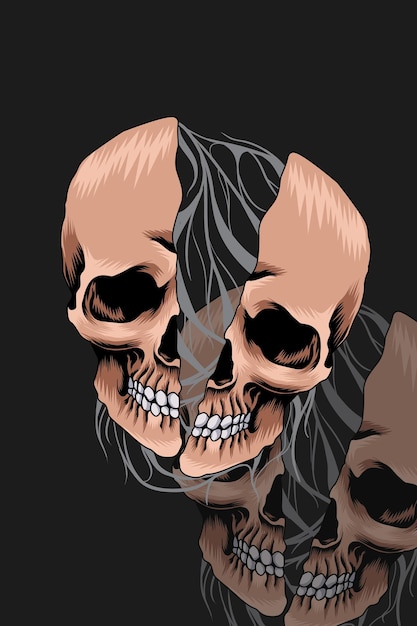 Gespaltene Schädelvektorillustration