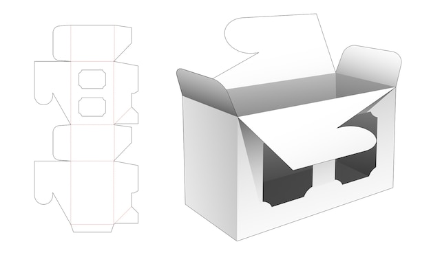 Gesperrte flip-box mit 2 fenstern gestanzte vorlage