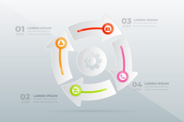 Gestalten sie moderne professionelle schritte infografik