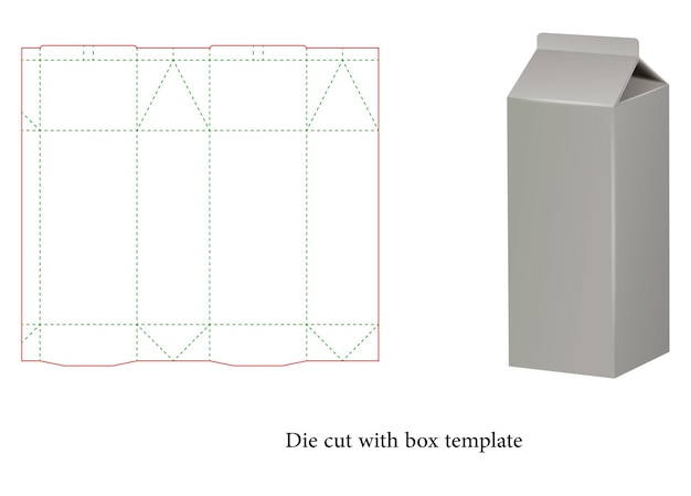 Vektor gestanzte milch mit 3d-box-vorlage