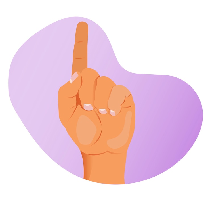 Vektor geste mit der hand zeigen. zeigefinger zeigt nach oben. eine idee haben. auffallen. nummer eins