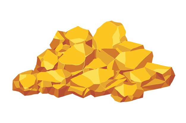 Vektor gesteins- und steinsatz: vektorillustration der sammlung von goldbrocken unterschiedlicher form