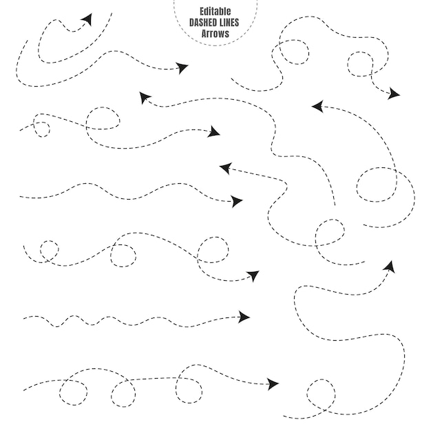 Gestrichelte linie pfeile vektorset