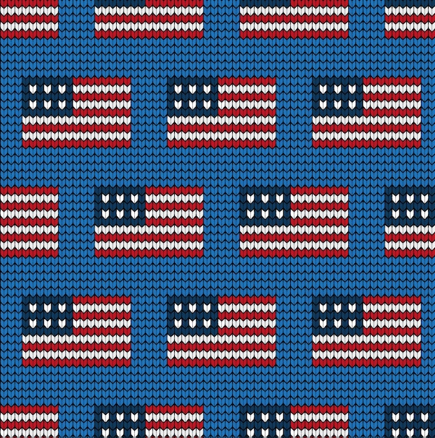 Vektor gestrickte flagge der usa-ikone