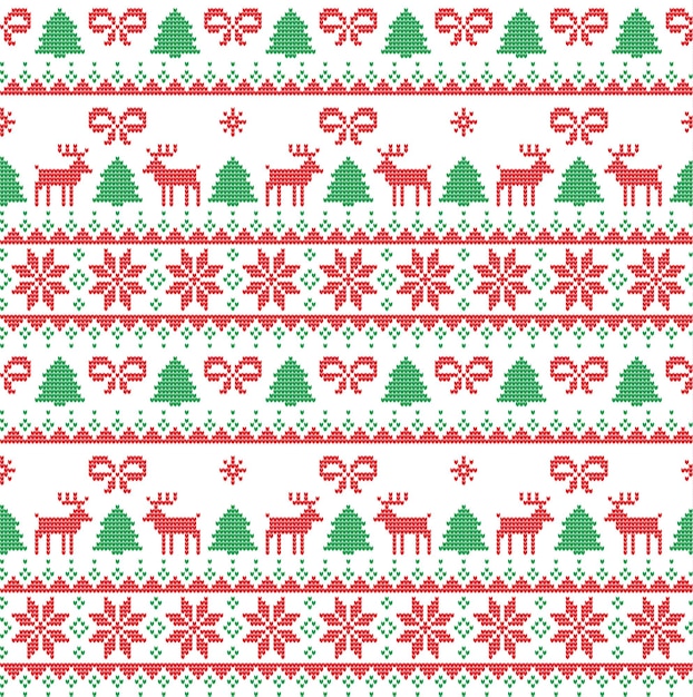 Gestricktes Weihnachts- und Neujahrsmuster zum Drucken