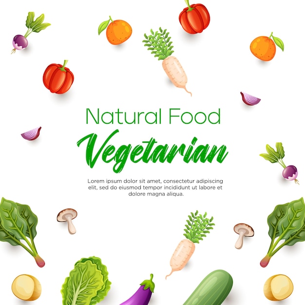 Vektor gesunde vegetarische speisen social-media-post-vorlagen-design