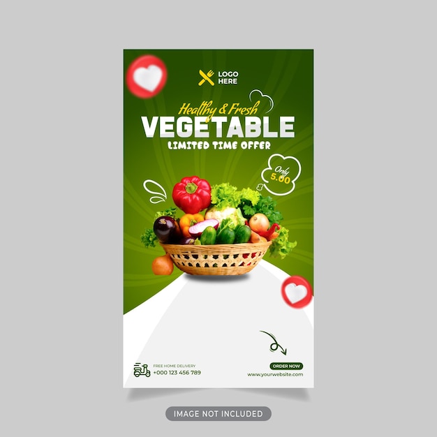 Gesundes Essen und Gemüse Instagram Stories Post Banner Vorlage